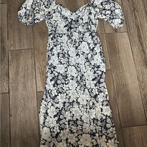 Floral Black and White Women's Dress